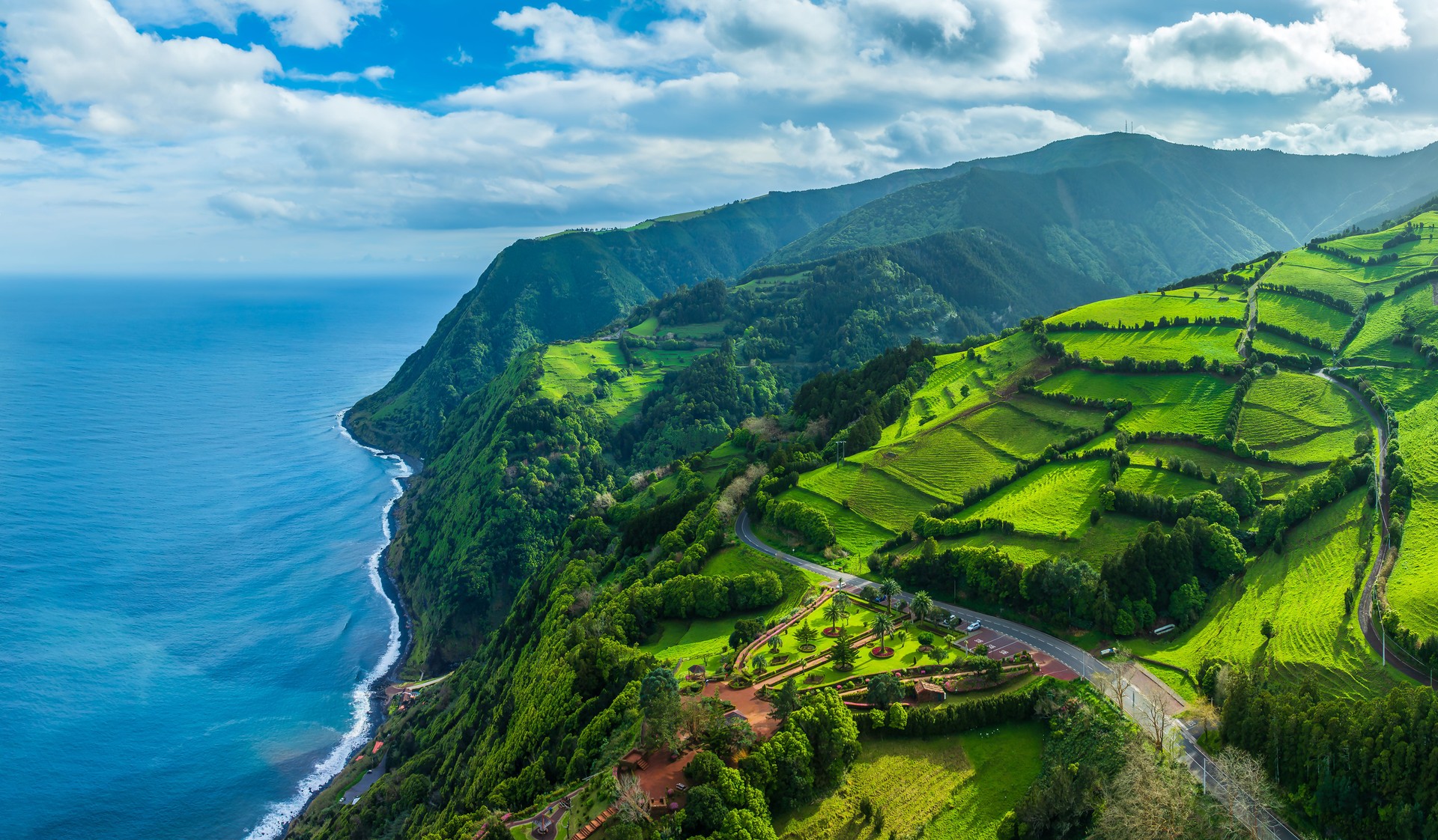 Landscape with Miradouro da Ponta do Sossego Nordeste, São Miguel island, Azores, Portugal